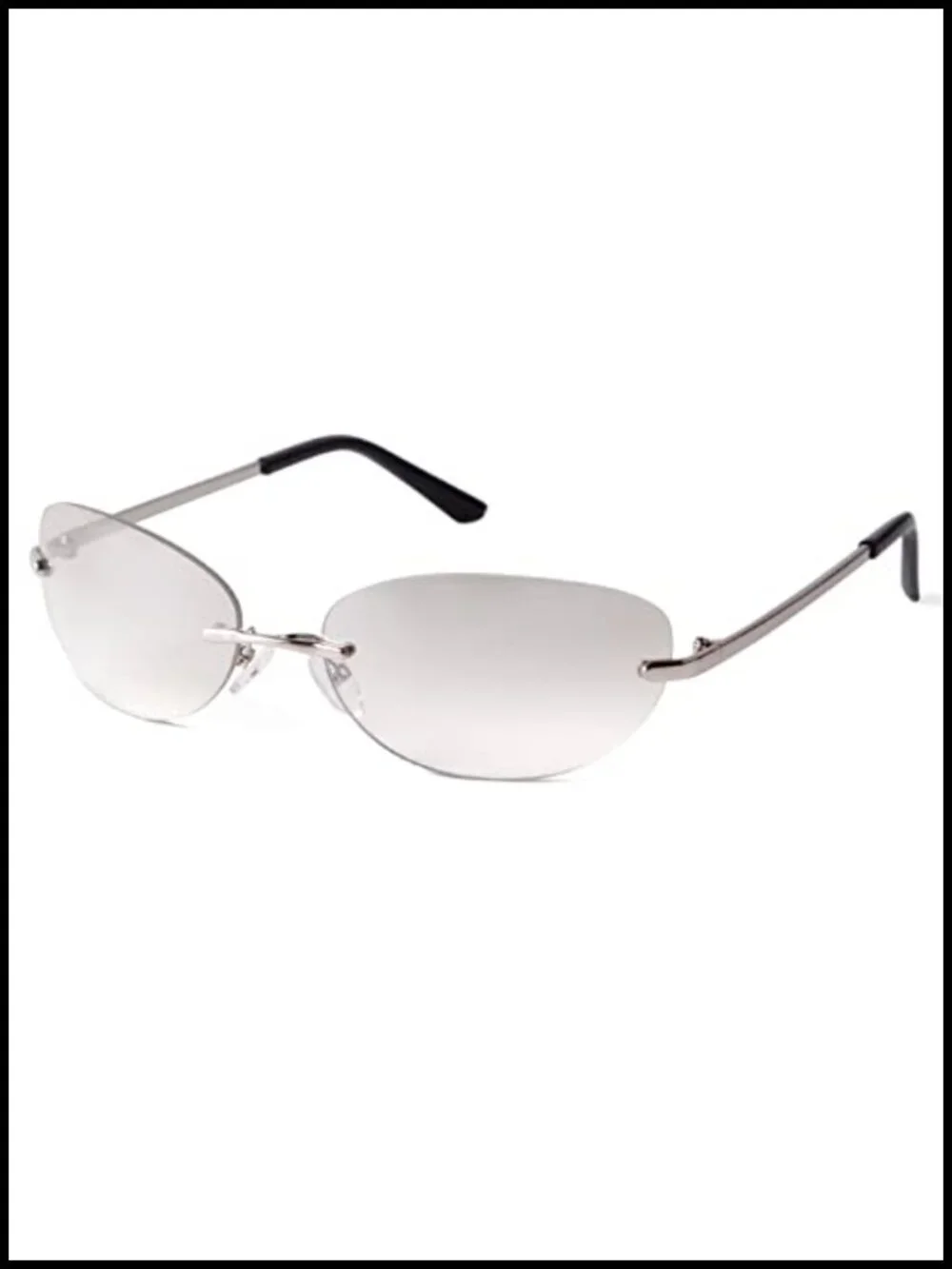 Y2K Vintage Rimless Oval Sunglasses UV400 Rectangle Retro Cool Shades